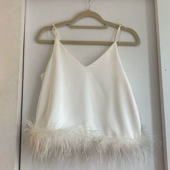 entro Tops - White Feather trim top